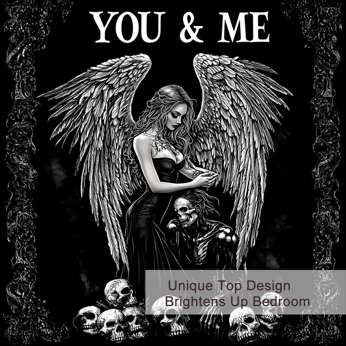 3 Pcs Of Dark Angel Skull Themed Printed Bedding Series Suitable For All Seasons PearlNestDecor.com