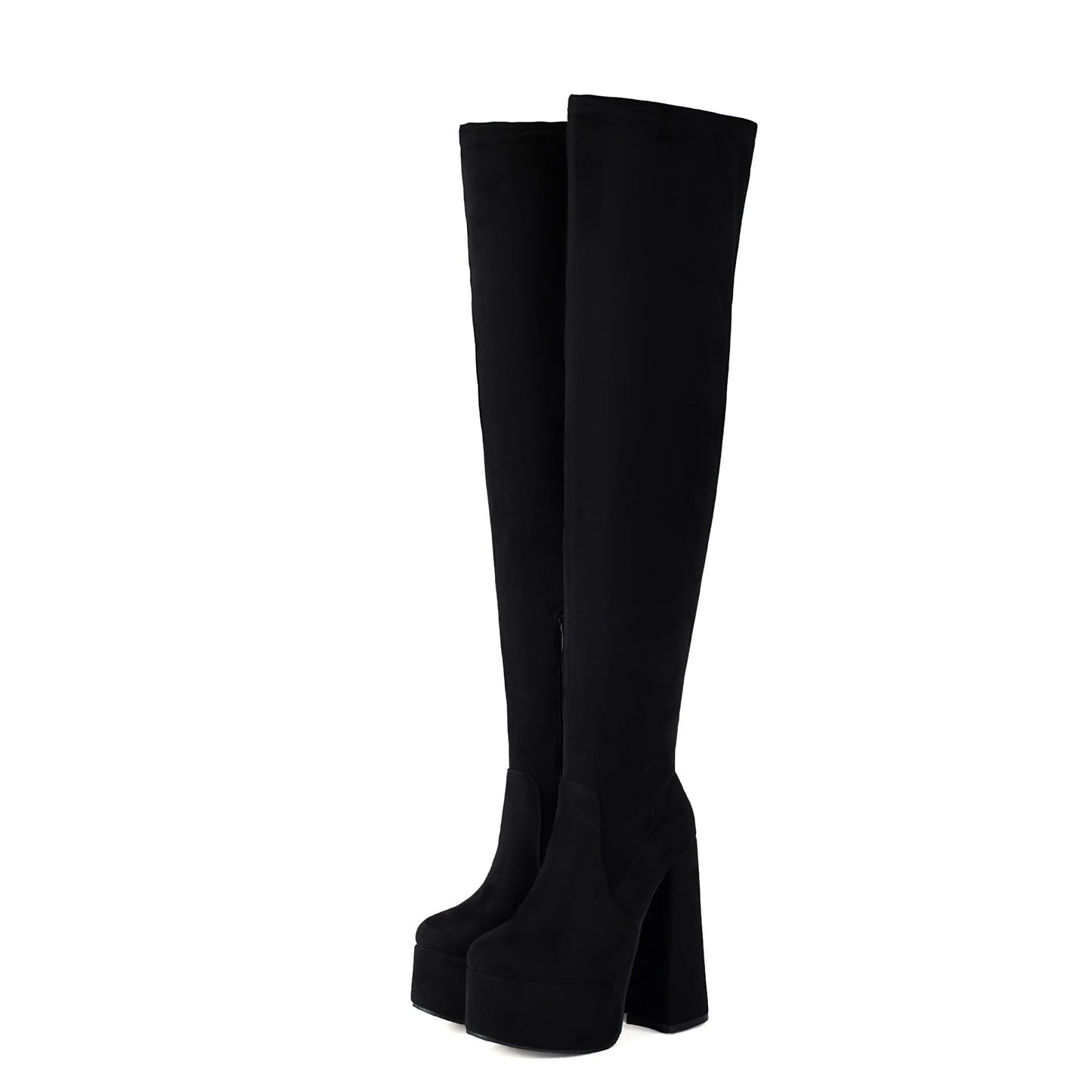 High-heeled Pointed-toe Waterproof Platform Boots With Chunky Heels LadyShow.Store