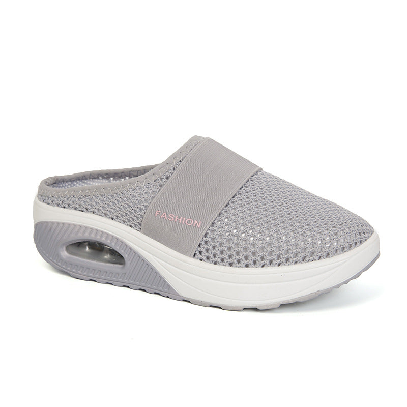 One Pedal Female Lazy Plus Size Thick Bottom Air Cushion Half Trawling Slippers LadyShow.Store