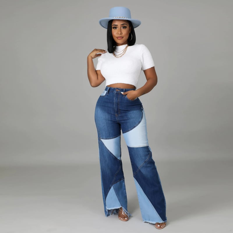 Summer New Women's Patchwork Denim Pants Pi-Mart