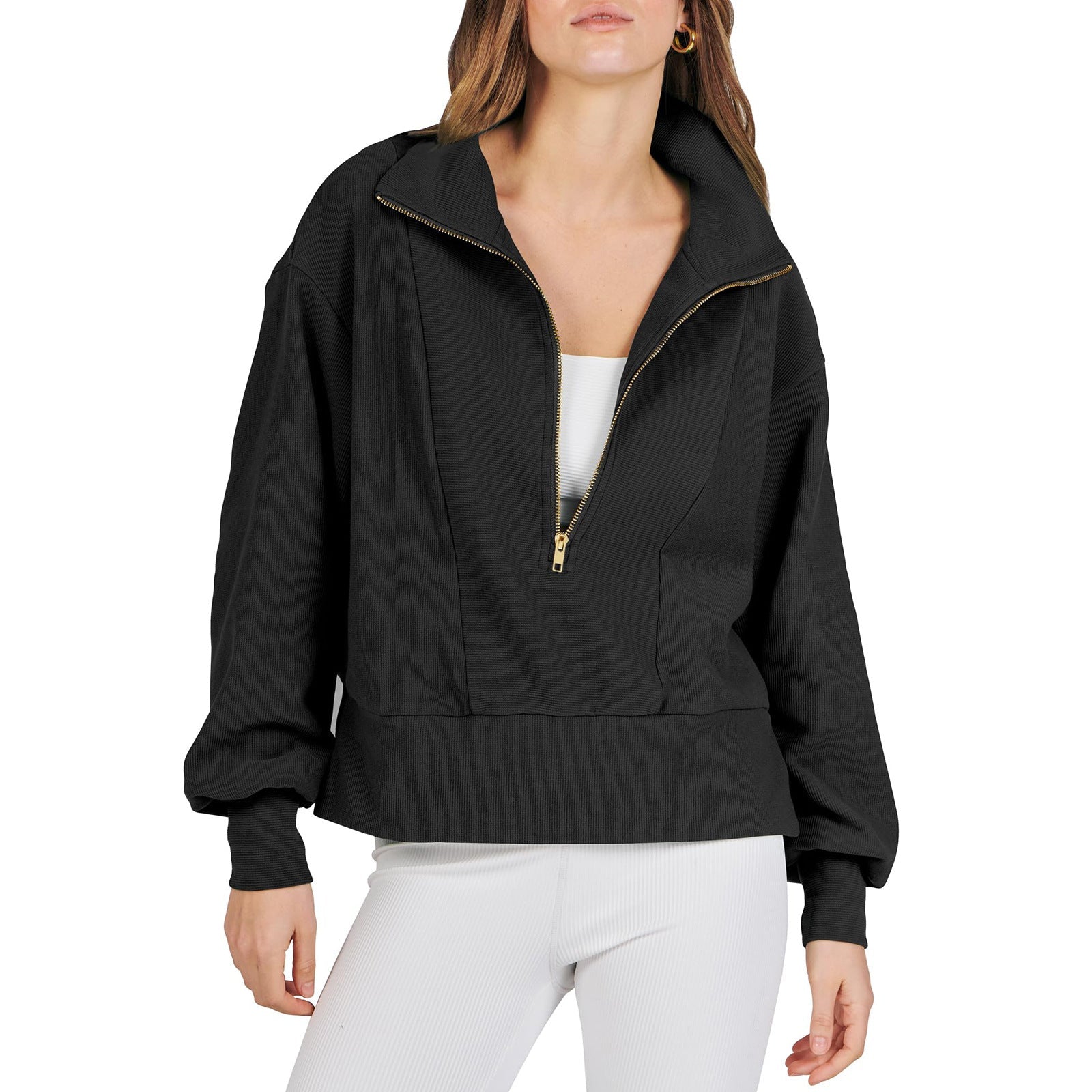Women's Half-zip Pullover Long-sleeved Sweatshirt LadyShow.Store
