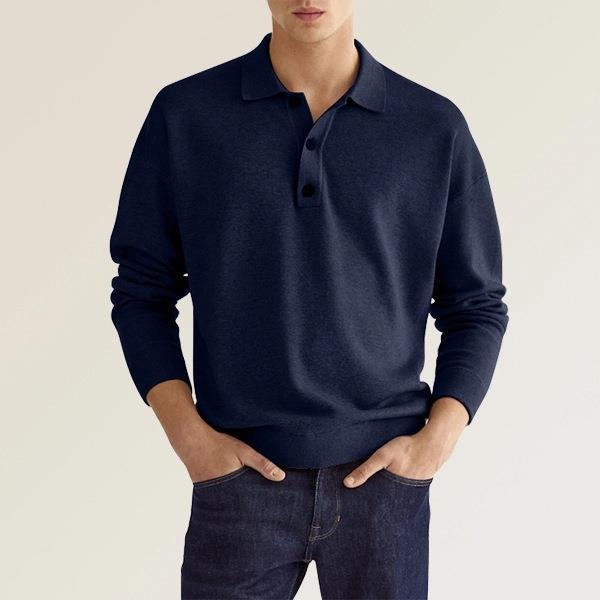 New Autumn Long Sleeve V-neck Buttons Men's Casual Jacket Polo Shirt LadyShow.Store