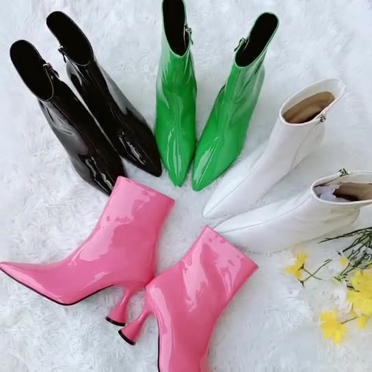 Women Boots Pointed Toe Ankle Boots Side Zipper Shoes LadyShow.Store