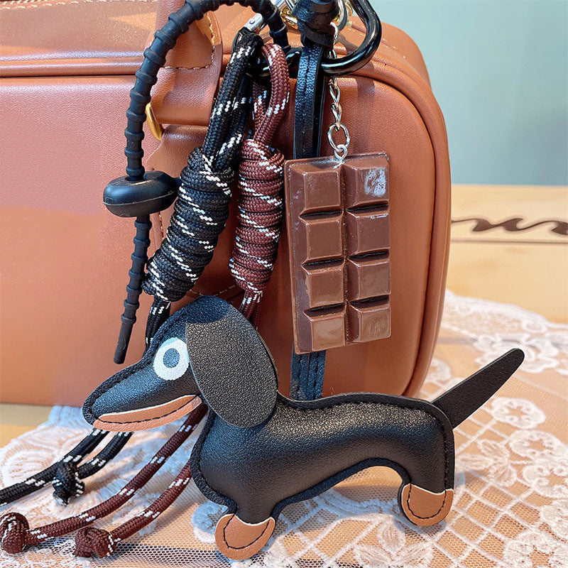 Retro Sausage Puppy Car Key Ring LadyShow.Store