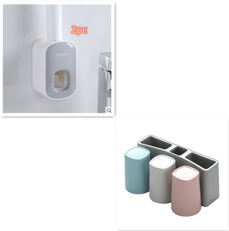 Wall Mounted Automatic Toothpaste Holder Bathroom Accessories Set Dispenser CJD