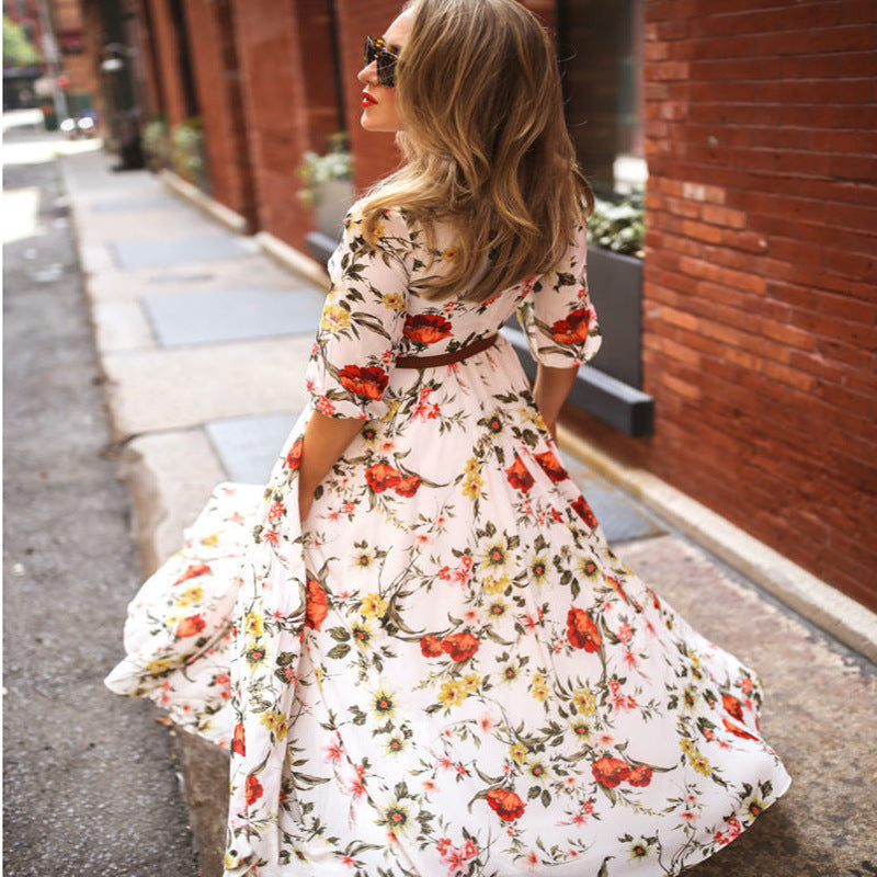 Women's Chiffon Print Swing Dress