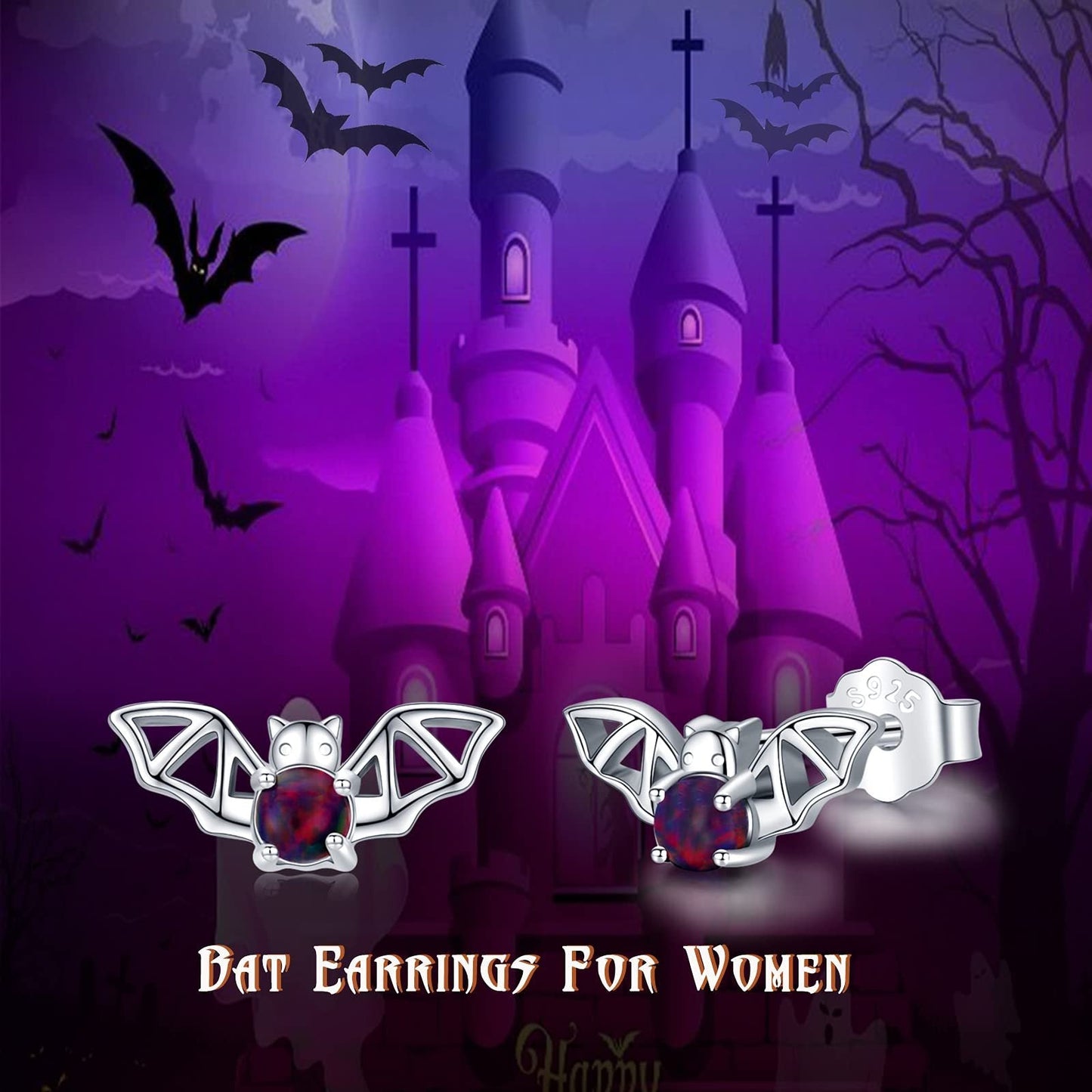 Bat Earrings 925 Sterling Silver Opal Bat Jewelry Gifts for Girls Women LadyShow.Store