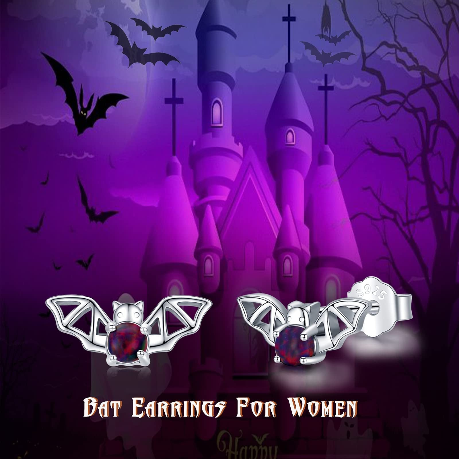 Bat Earrings 925 Sterling Silver Opal Bat Jewelry Gifts for Girls Women LadyShow.Store