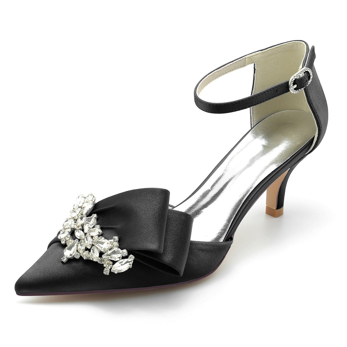 Wedding Bride Mid And Low Heel Pointed Toe Rhinestone High Heels LuxuryLifeWay Online Store