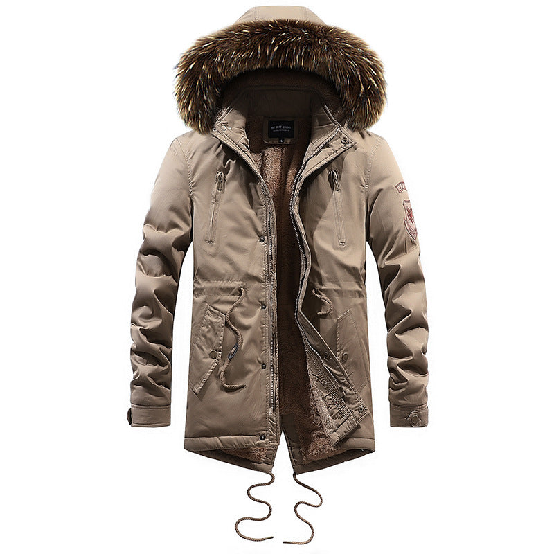 Men's Mid-length Cotton Coat With Big Fur Collar LuxuryLifeWay Online Store
