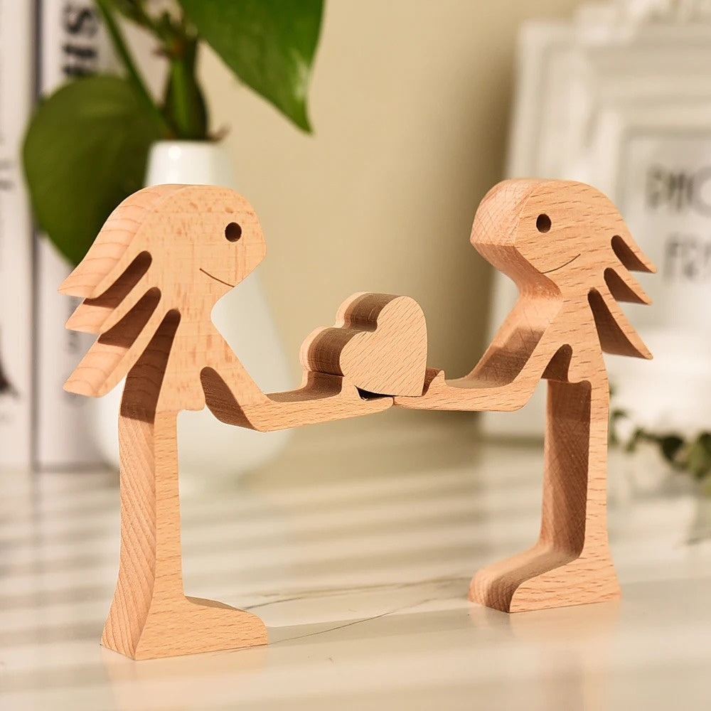 DIY Figurine Wood Dog Ornament Sculpture Home Decoration A Man A Dog Wood Sculpture Christmas Gifts Model Decor PearlNestDecor.com