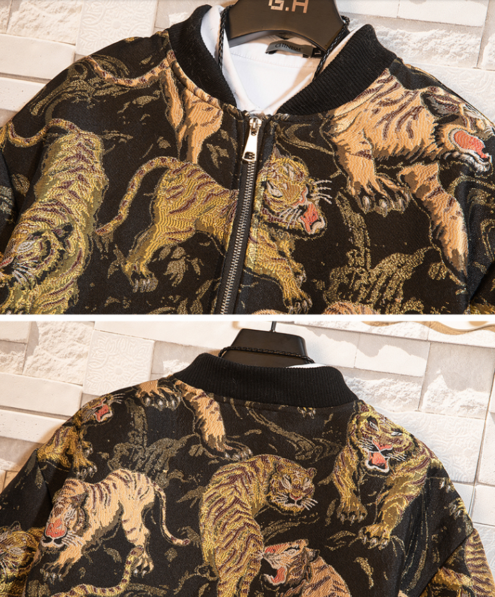 Men's Dragon Embroidered Jacket - Chinese Style Baseball Pi-Mart