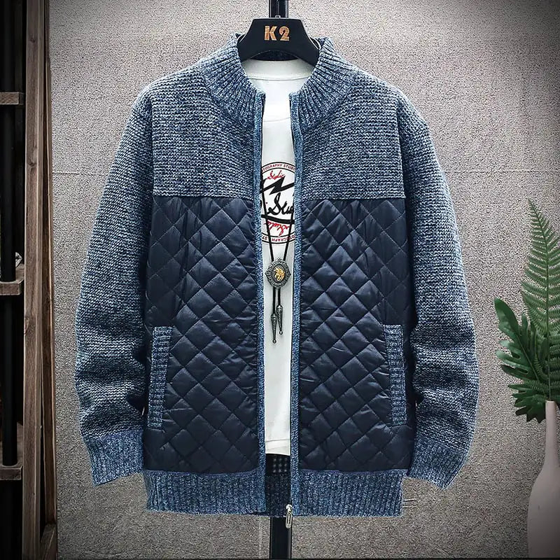 Thick Plush Stitched Sweater Jacket