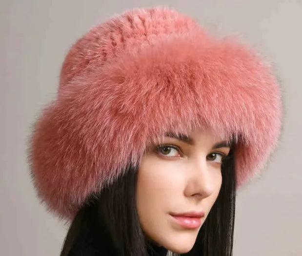 Mink Hair Hat - Lady Braided Fur Winter Hat