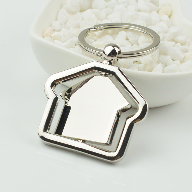 Simple House Rotating Metal Keychains LadyShow.Store