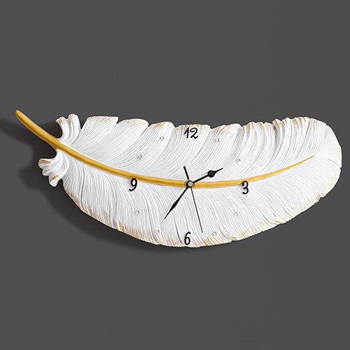 Mute Wall Clock Nordic Style Creative Living Room Background Wall Feather Clock PearlNestDecor.com