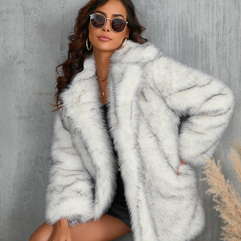 Winter Coat Warm Lapel Long Fluffy Faux Fur Coat Women Loose Long Sleeve Jacket Outerwear Clothing LuxuryLifeWay Online Store