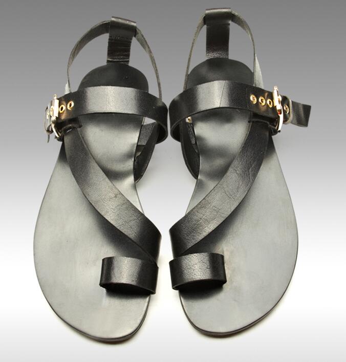 Men's Hollow Leather Roman Sandals, Thong Design Best YouTube Store