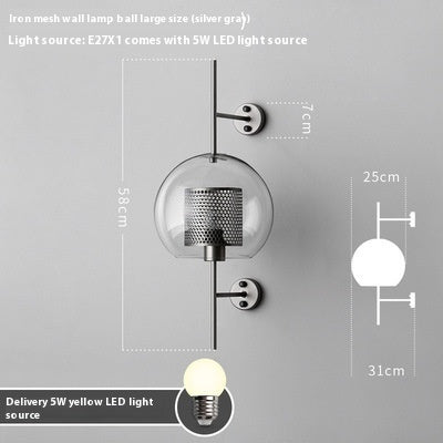 Living Room Wall Lamp Retro Creative Corridor Aisle Glass Ball Wall Lamp PearlNestDecor.com