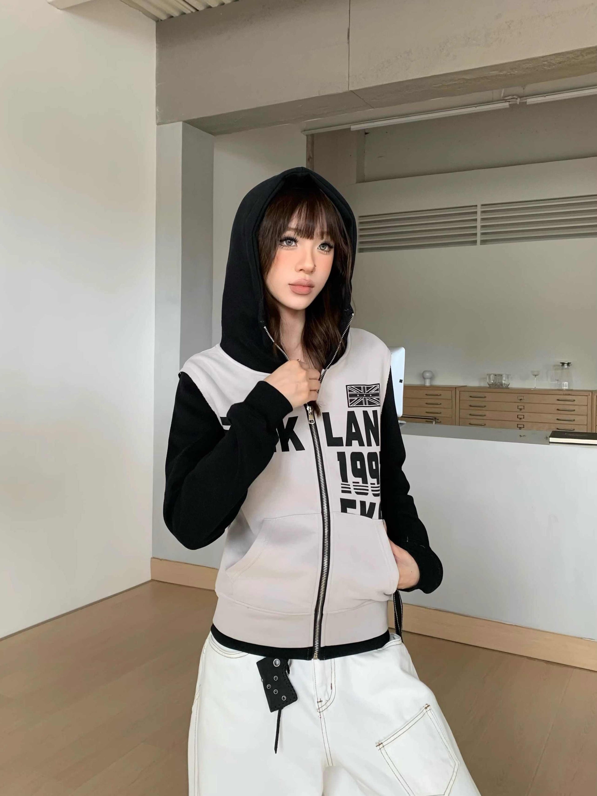 Women's Letter Printed Hoodie Thin Slim-fit Shoulder Top Best YouTube Store