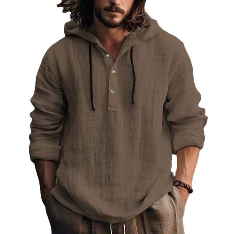 New Wish Cotton Linen Shirt Hooded Sweater Long Sleeve Hooded Casual Daily Clothing NorixaFashion.com