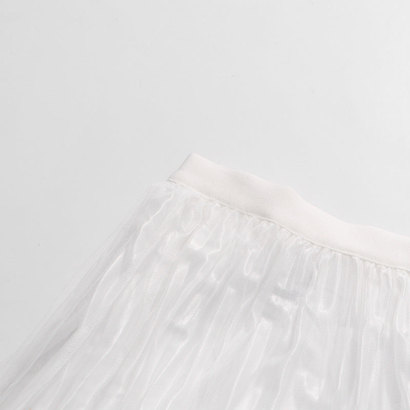 High Waist Pleated Ruffle Hem Midi Skirt NorixaFashion.com