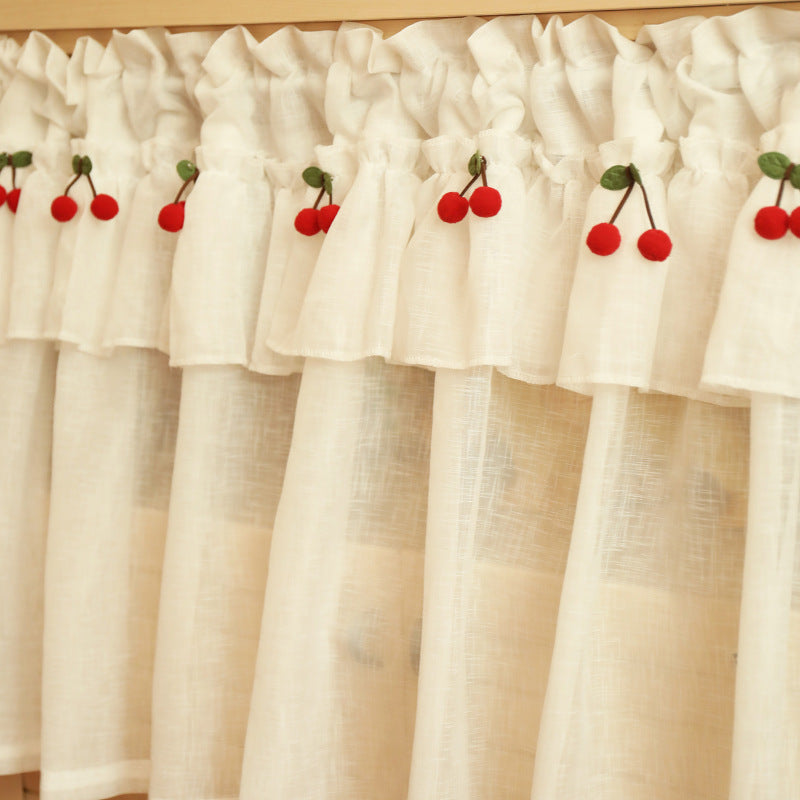 Fresh Linen Short Curtain For Kitchen Small Window PearlNestDecor.com