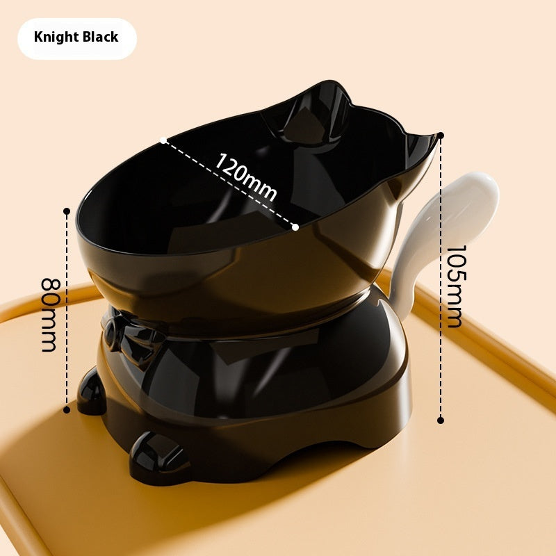 Stainless Steel Anti-fall Oblique Cat Bowl Pets Fashion
