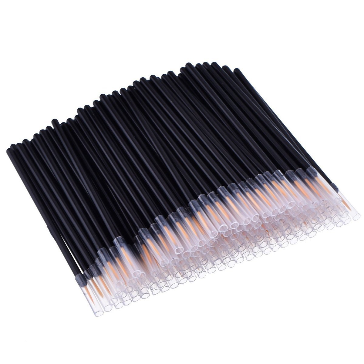 One Hundred Pack Disposable Eyeliner Brushes - Ultra-Fine Point Applicators, Black Cosmetic Eye Wands For Precise Makeup Application