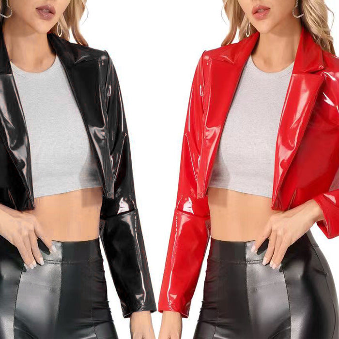European And American Jacket Short Motorcycle Midriff Outfit Coat LadyShow.Store