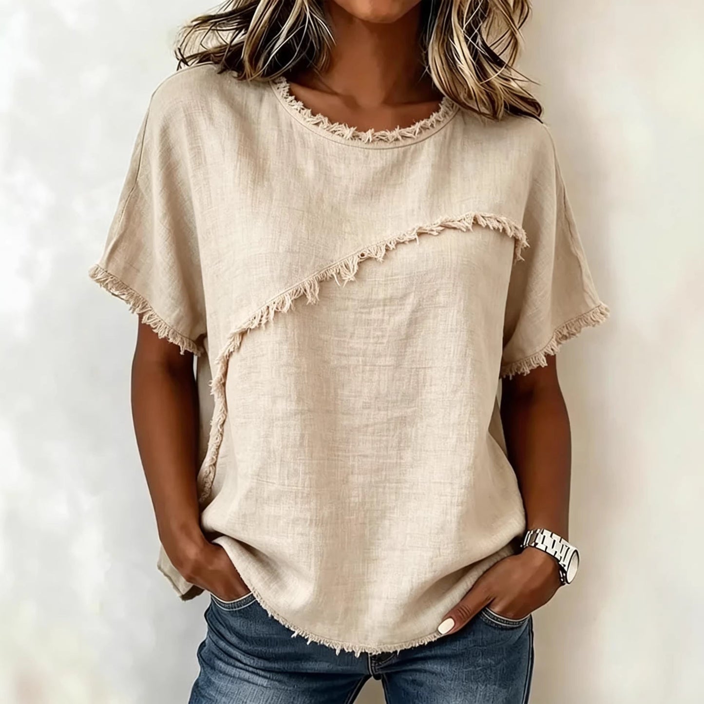 Women's Round-Neck Casual Loose Short-Sleeve Top NorixaFashion.com