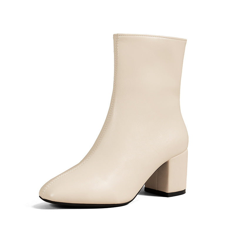 High Heel Boots Women's New Side Zipper Large Size Thick Heel Square Toe LadyShow.Store