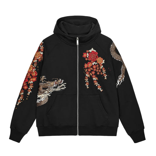 Heavy Duty Embroidered Hooded Cardigan With A Ziptrendy Streetwear Jacket LuxuryLifeWay Online Store