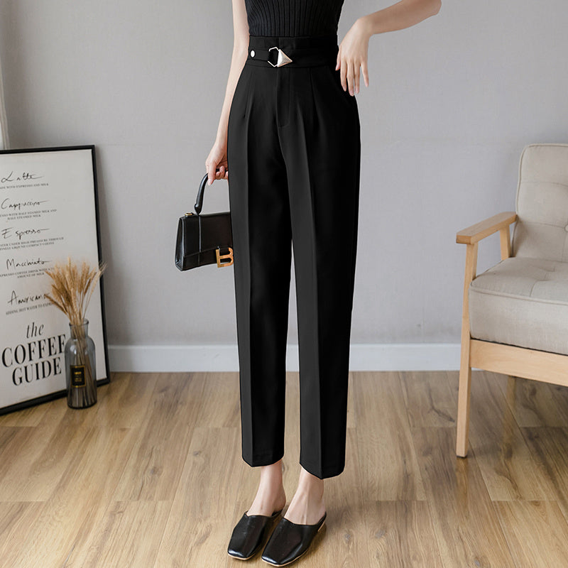 Cropped High-Waist Suit Trousers NorixaFashion.com