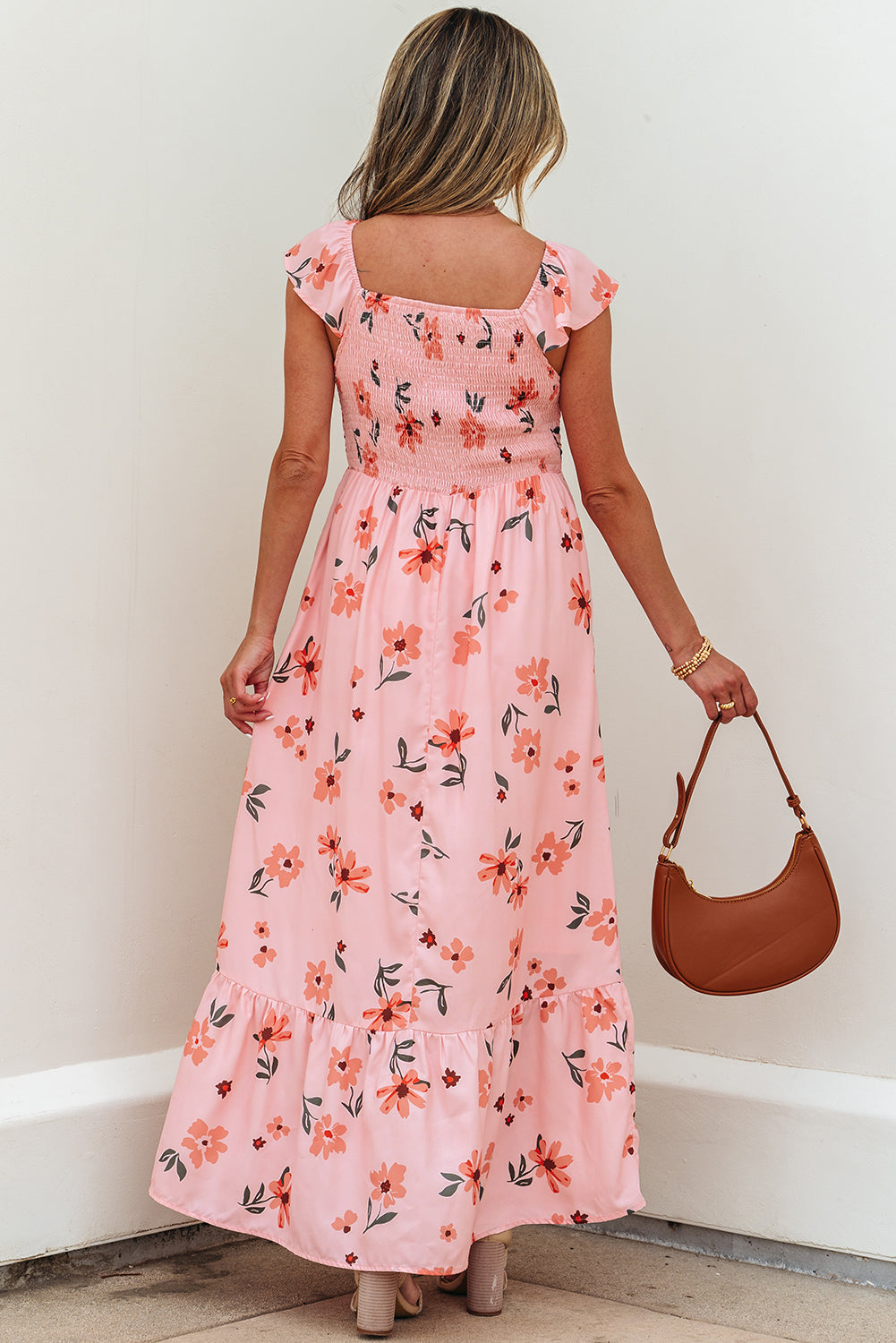 Clare Floral High Waist Ruffle Hem Long Dress LuxuryLifeWay Online Store