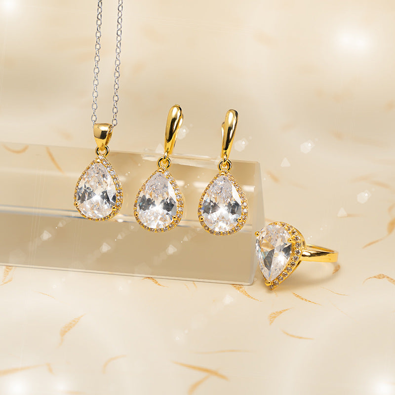 Drop-shaped Zircon Non-fading Ornament Three-piece Set LadyShow.Store