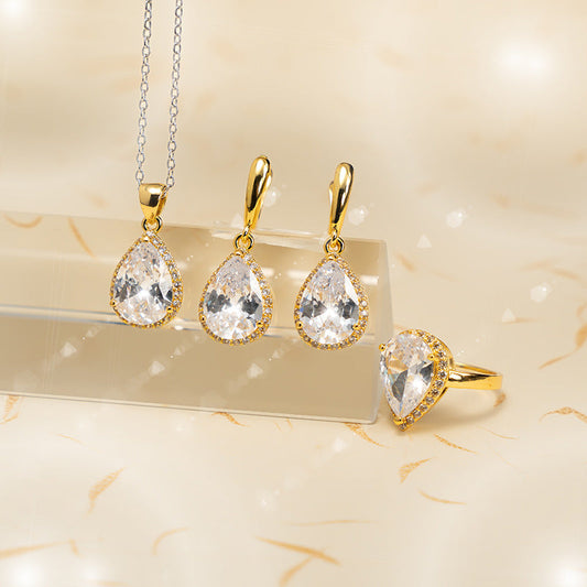 Drop-shaped Zircon Non-fading Ornament Three-piece Set LadyShow.Store