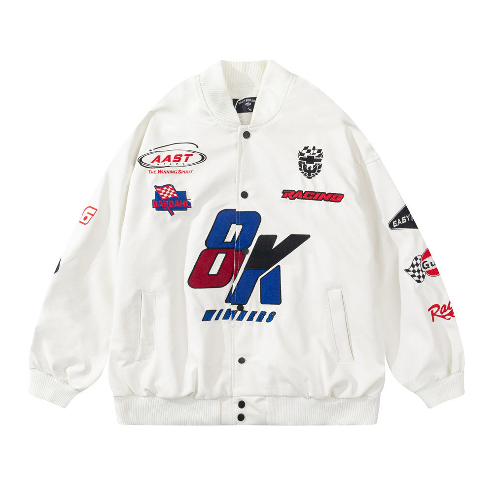 Fashion Personality Embroidered PU Leather Jacket Men's Jacket Best YouTube Store