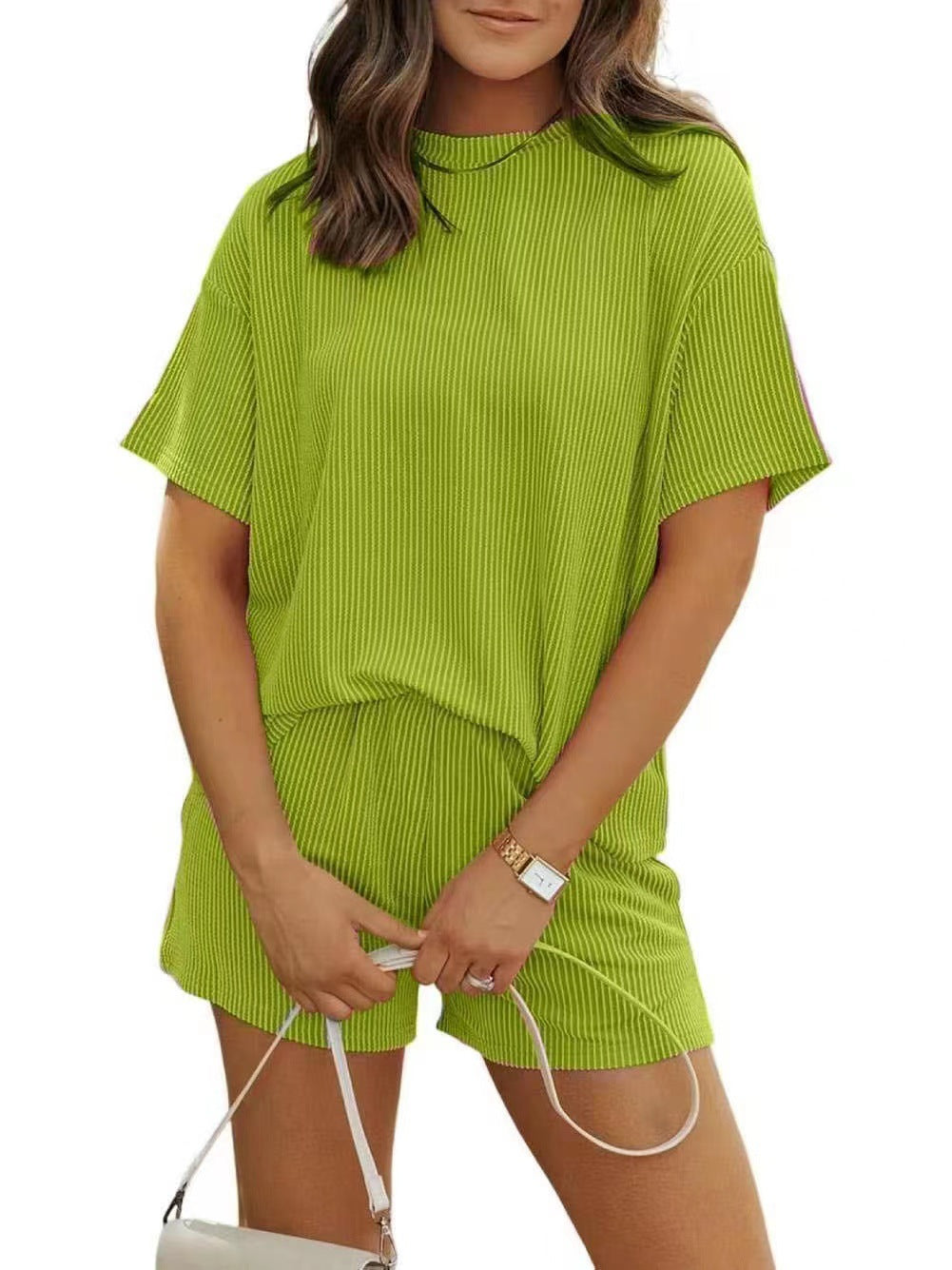 Thread Short Sleeve Round Neck Top Pocket NorixaFashion.com