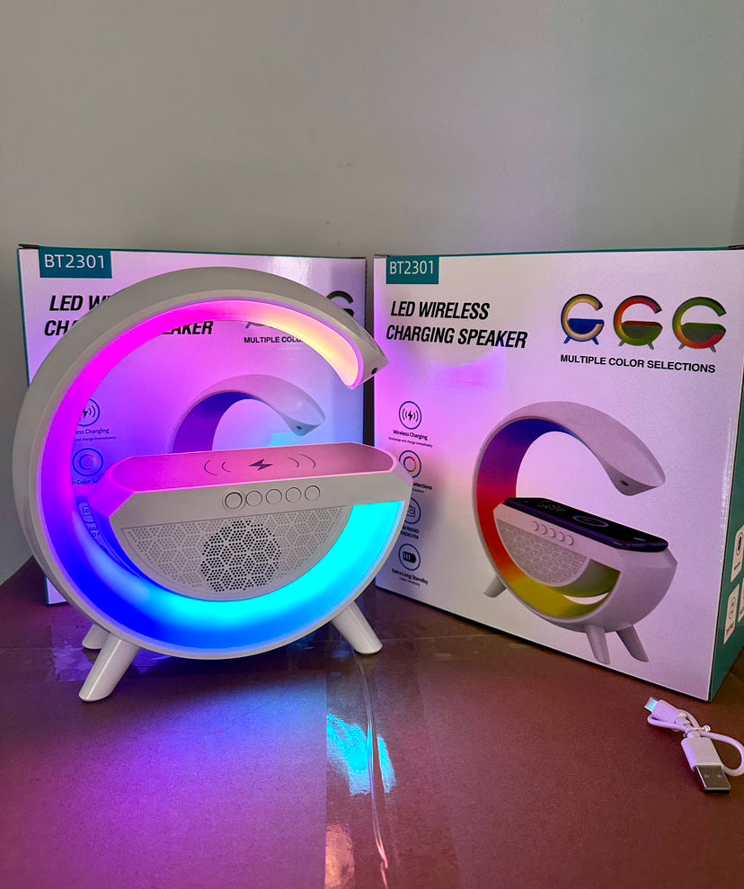 Colorful Bedside With Clock Light Speaker Wireless Charger