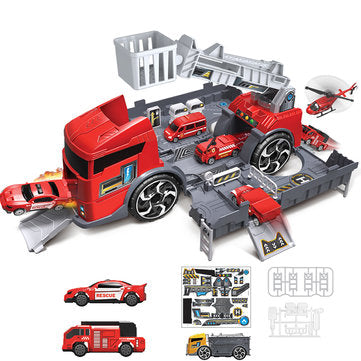 Children's Simulation Diecast Engineering Vehicle Model Set Deformation Storage Parking Lot Educational Toys LuxuryLifeWay Online Store