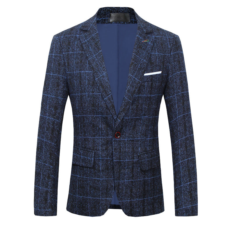Men's Slim Fit Plaid Wool Suit Jacket S-5XL Pi-Mart
