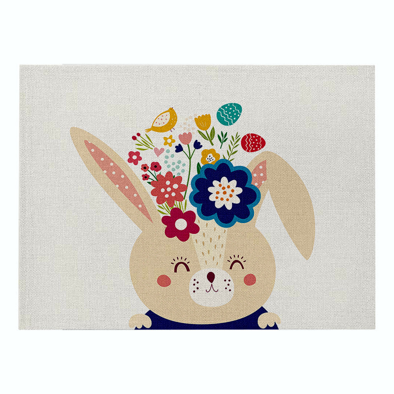 Home Cartoon Rabbit Kitchen Insulation Coaster Anti-scalding Cotton And Linen Western Placemat PearlNestDecor.com