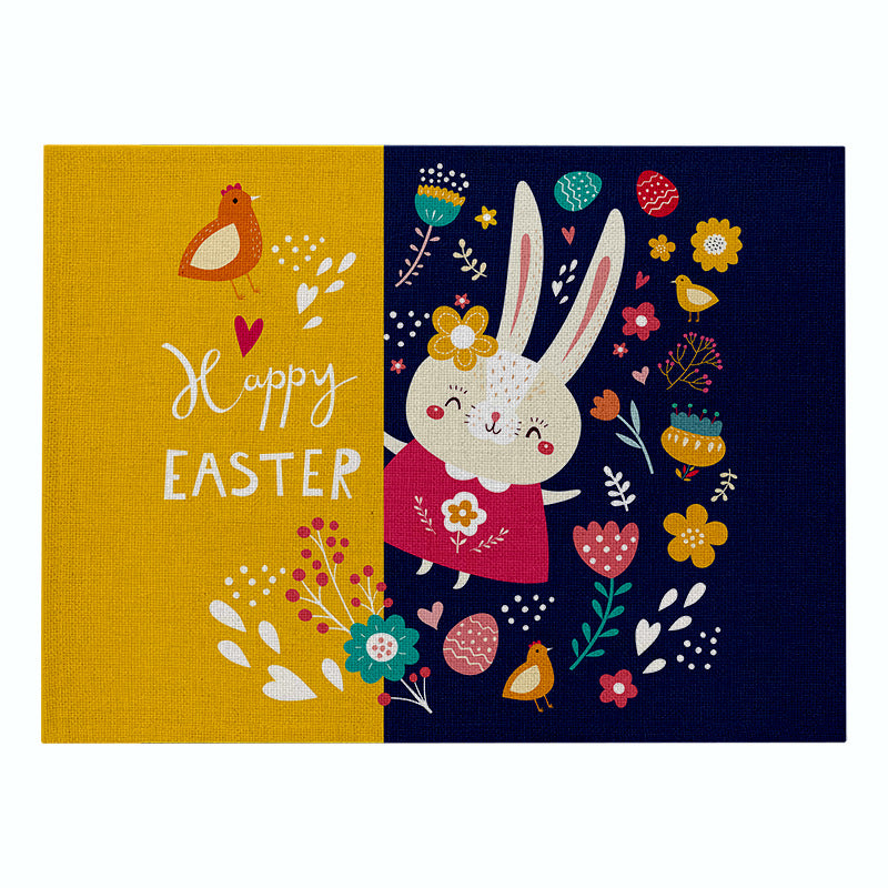 Home Cartoon Rabbit Kitchen Insulation Coaster Anti-scalding Cotton And Linen Western Placemat PearlNestDecor.com