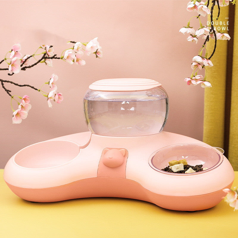 Crescent Automatic Drinking Water And Feeding Double Bowl Pets Fashion