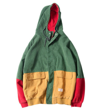Spring Loose Cotton Corduroy Hooded Jacket for Women Pi-Mart