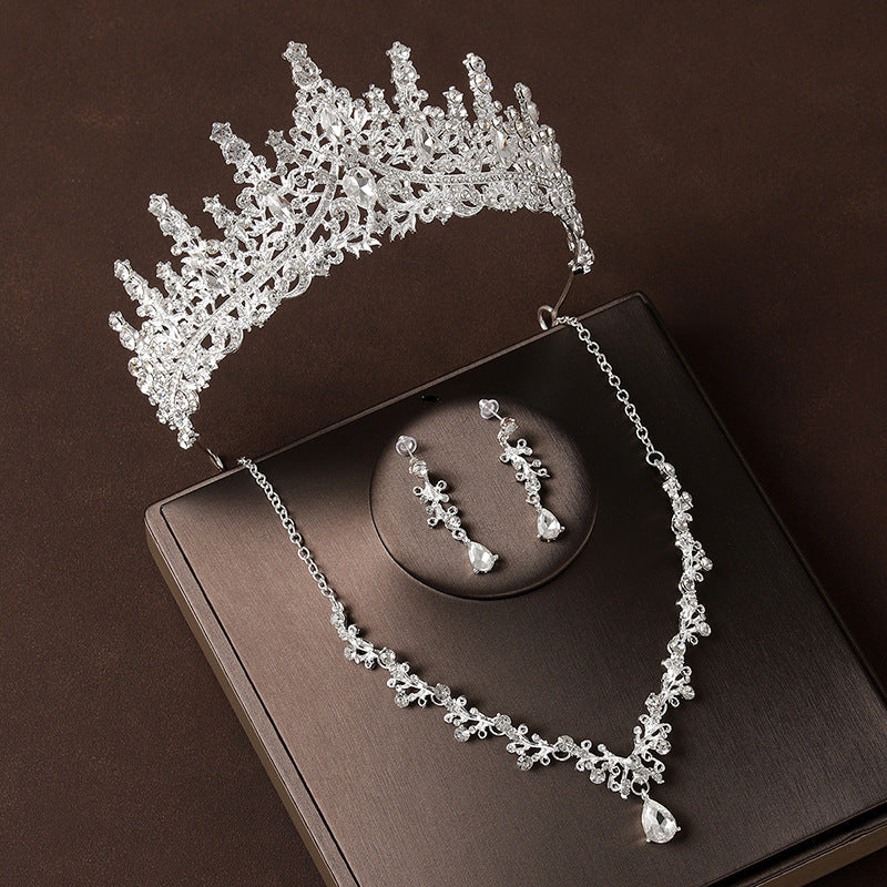 Retro Atmospheric Rhinestone Birthday Crown Hair Accessories Three-piece Suit LadyShow.Store