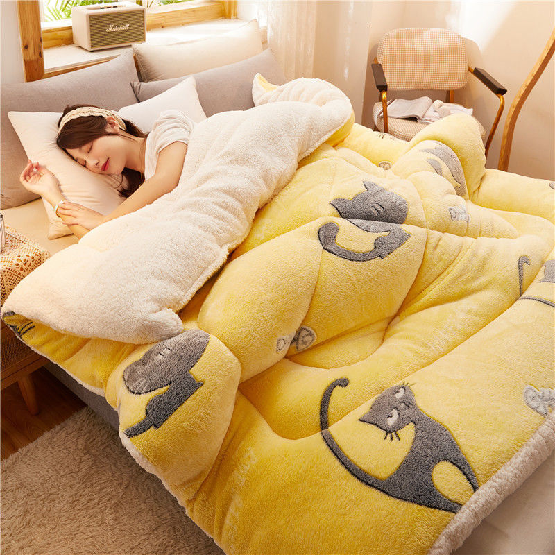 Winter Thick Quilt - Lamb Velvet Double Quilt Core for Dormitory Single Bed (100x150cm to 200x230cm) CJD2