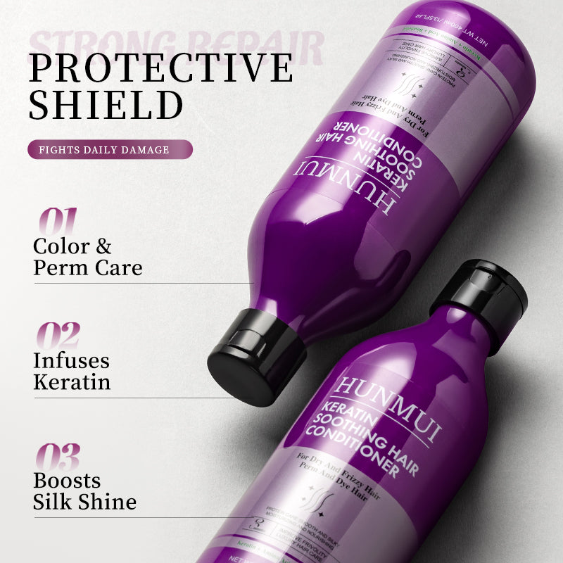HUNMUI Keratin Hair Conditioner And Shampoo 400ml Tri Light Beauty