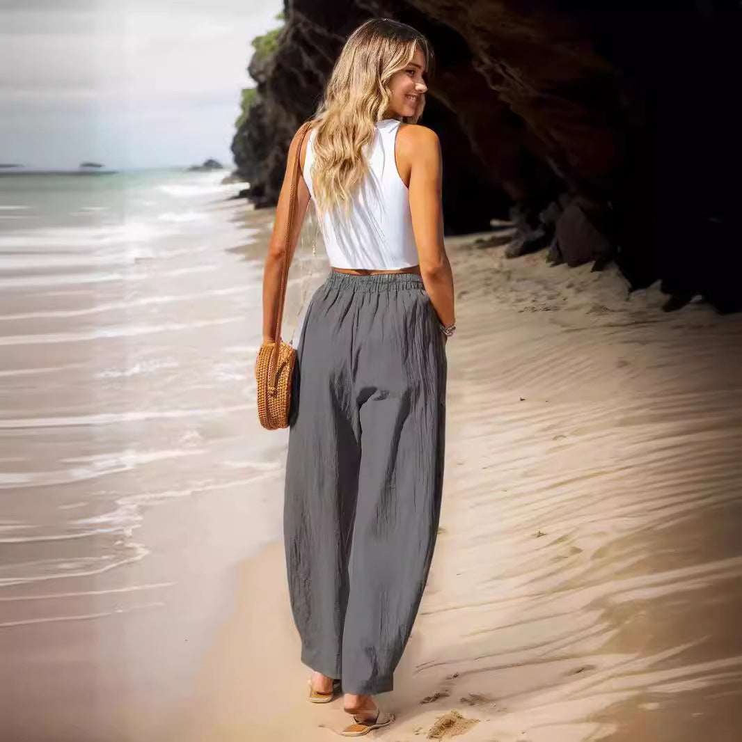 Women's Cotton And Linen Casual Pants Vacation Style NorixaFashion.com